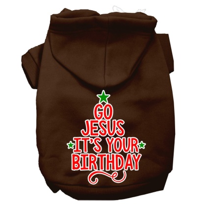 Go Jesus Screen Print Dog Hoodie Brown L