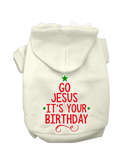 Go Jesus Screen Print Dog Hoodie Cream L