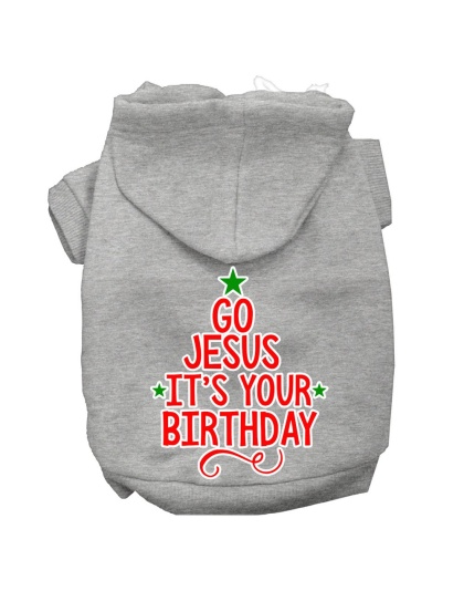 Go Jesus Screen Print Dog Hoodie Grey L