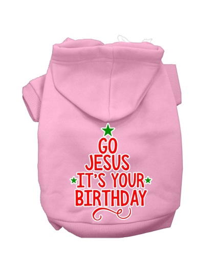 Go Jesus Screen Print Dog Hoodie Light Pink L