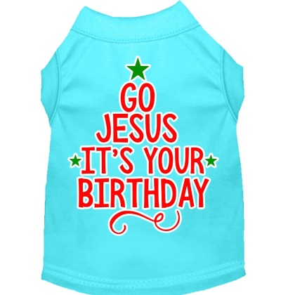 Go Jesus Screen Print Dog Shirt Aqua Lg