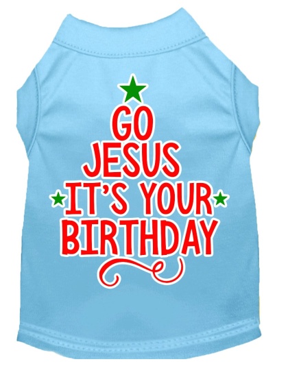 Go Jesus Screen Print Dog Shirt Baby Blue Lg