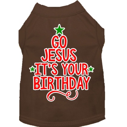 Go Jesus Screen Print Dog Shirt Brown Lg