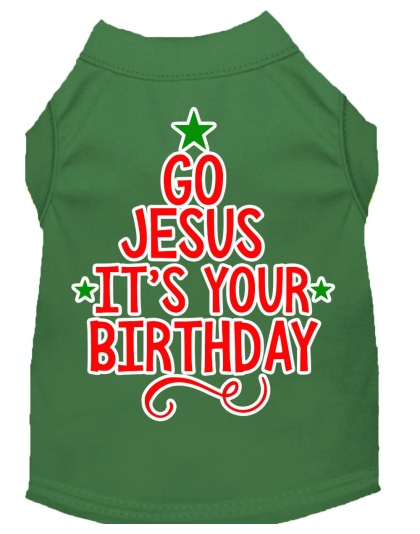 Go Jesus Screen Print Dog Shirt Green Lg