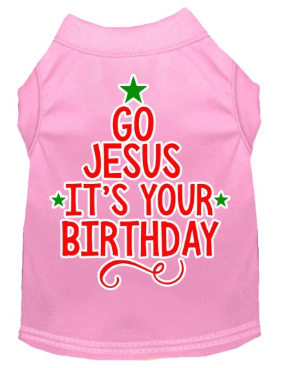 Go Jesus Screen Print Dog Shirt Light Pink Lg