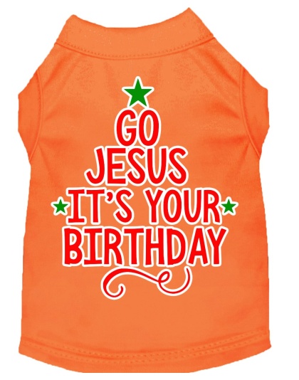 Go Jesus Screen Print Dog Shirt Orange Lg