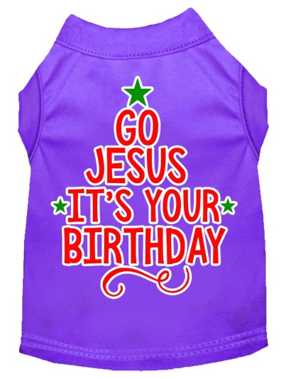 Go Jesus Screen Print Dog Shirt Purple Lg