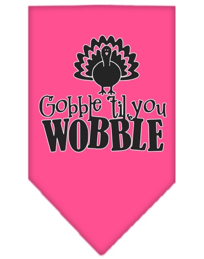 Gobble til You Wobble Screen Print Bandana Bright Pink Large