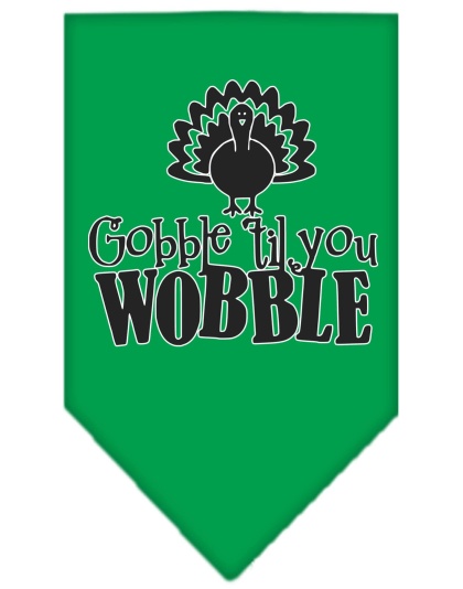 Gobble til You Wobble Screen Print Bandana Emerald Green Large