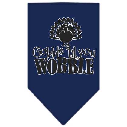 Gobble til You Wobble Screen Print Bandana Navy Blue large