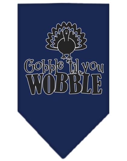 Gobble til You Wobble Screen Print Bandana Navy Blue large