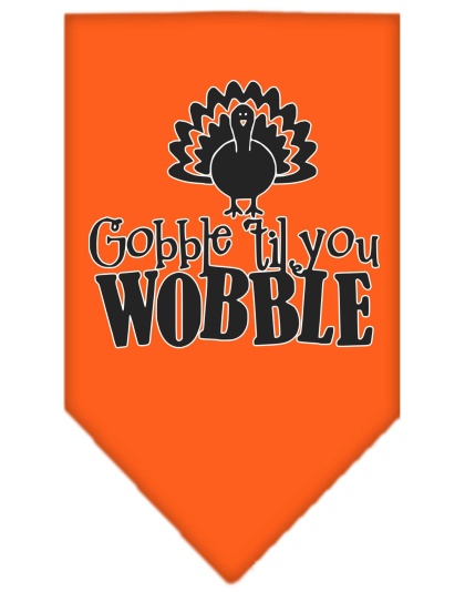 Gobble til You Wobble Screen Print Bandana Orange Large