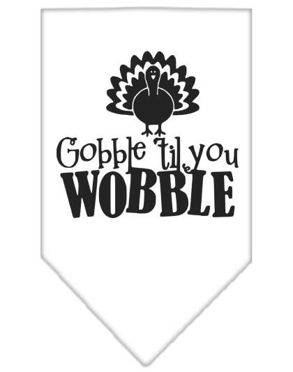 Gobble til You Wobble Screen Print Bandana White Large