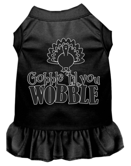 Gobble til You Wobble Screen Print Dog Dress Black 4X