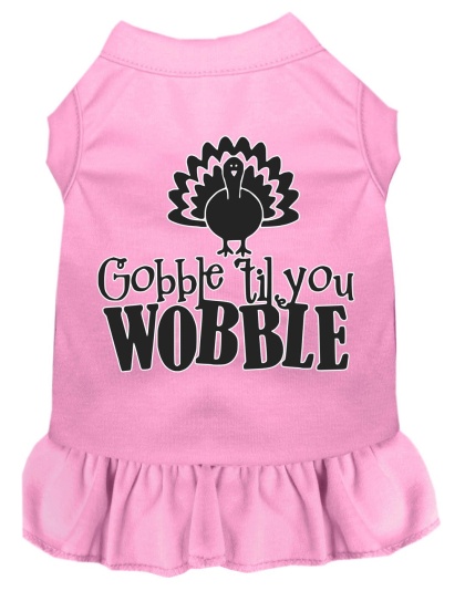 Gobble til You Wobble Screen Print Dog Dress Light Pink 4X