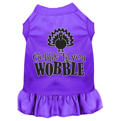 Gobble til You Wobble Screen Print Dog Dress Purple 4X