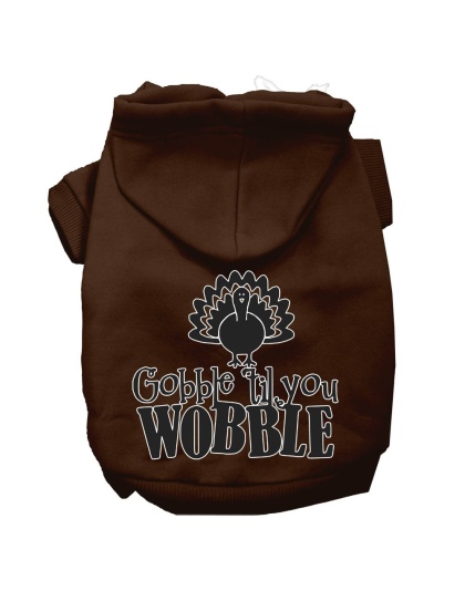 Gobble til You Wobble Screen Print Dog Hoodie Brown L