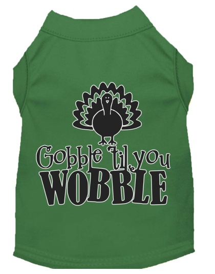 Gobble til You Wobble Screen Print Dog Shirt Green Lg