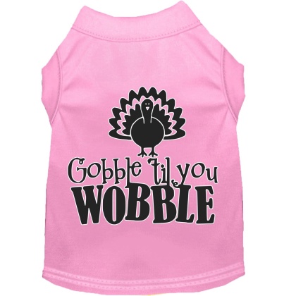 Gobble til You Wobble Screen Print Dog Shirt Light Pink Lg
