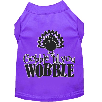 Gobble til You Wobble Screen Print Dog Shirt Purple Lg