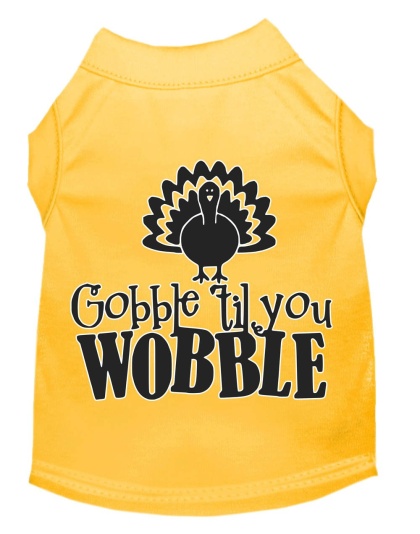 Gobble til You Wobble Screen Print Dog Shirt Yellow Lg