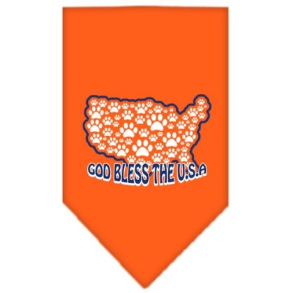 God Bless USA Screen Print Bandana Orange Large