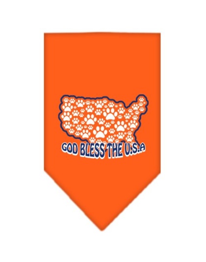 God Bless USA Screen Print Bandana Orange Large