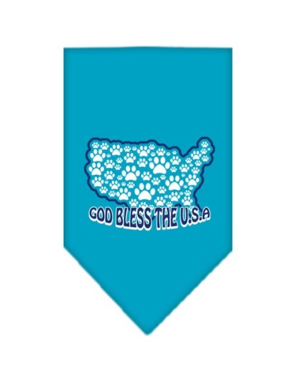 God Bless USA Screen Print Bandana Turquoise Large