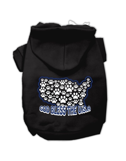 God Bless USA Screen Print Pet Hoodies Black L