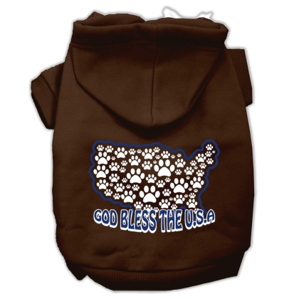 God Bless USA Screen Print Pet Hoodies Brown L