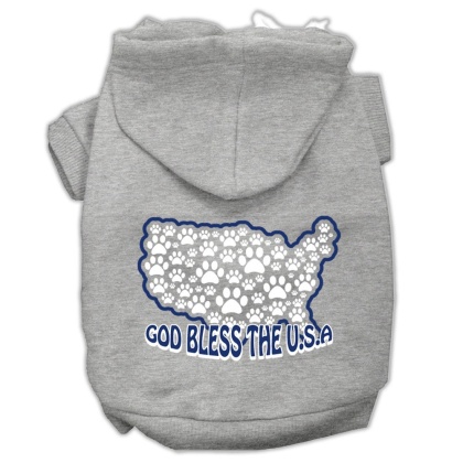 God Bless USA Screen Print Pet Hoodies Grey L