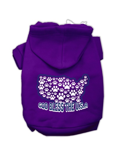 God Bless USA Screen Print Pet Hoodies Purple Size L