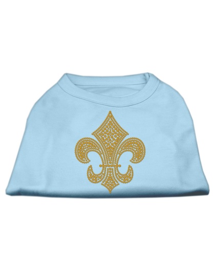 Gold Fleur De Lis Rhinestone Shirts Baby Blue L