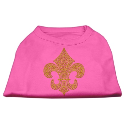 Gold Fleur De Lis Rhinestone Shirts Bright Pink L