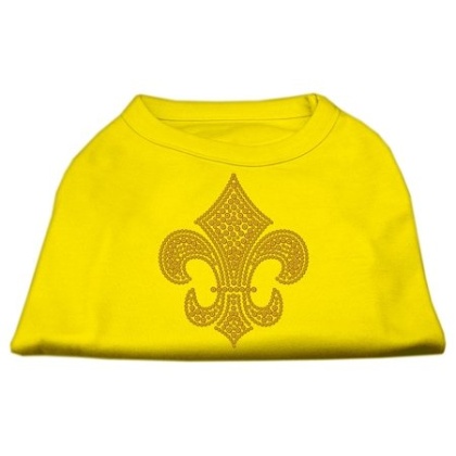 Gold Fleur de Lis Rhinestone Shirts Yellow Lg