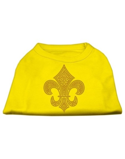 Gold Fleur de Lis Rhinestone Shirts Yellow Lg