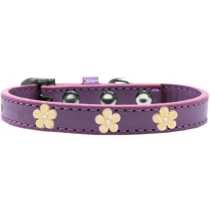 Gold Flower Widget Dog Collar Lavender Size 10