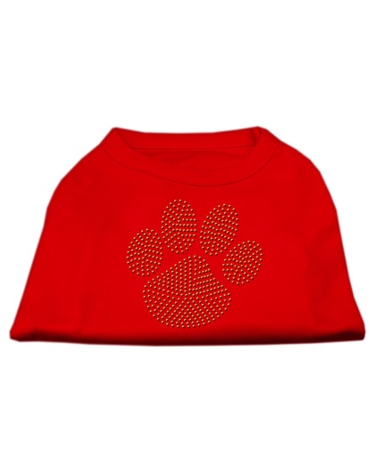 Gold Paw Rhinestud Shirt Red L