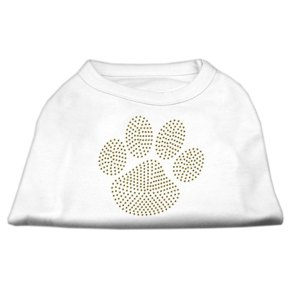 Gold Paw Rhinestud Shirt White L