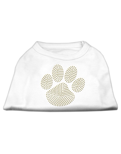 Gold Paw Rhinestud Shirt White L