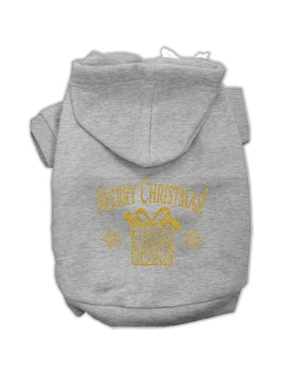 Golden Christmas Present Pet Hoodies Grey Size Lg