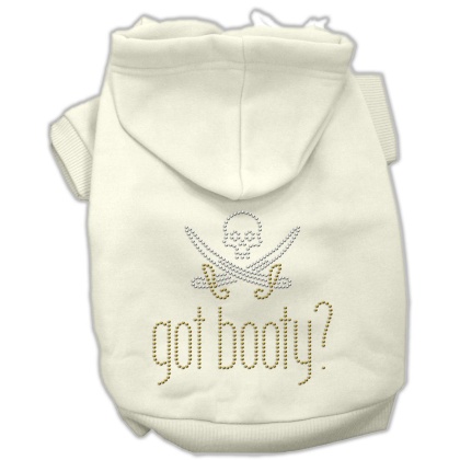 Got Booty Rhinestone Hoodies Cream L