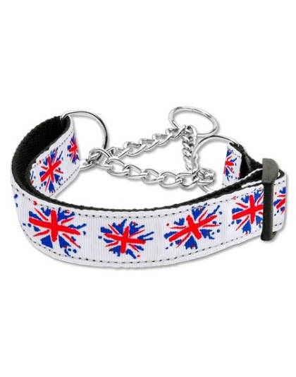 Graffiti Union Jack(UK Flag) Nylon Ribbon Collar Martingale Large