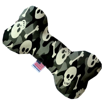 Gray Camo Skulls 10 Inch Canvas Bone Dog Toy