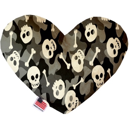 Gray Camo Skulls 6 Inch Canvas Heart Dog Toy