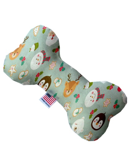 Gray Christmas Party 10 Inch Canvas Bone Dog Toy