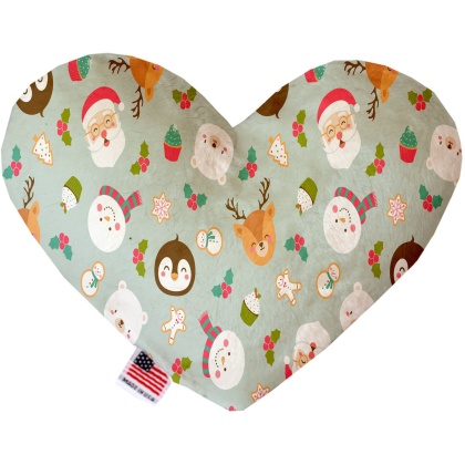 Gray Christmas Party 6 Inch Canvas Heart Dog Toy