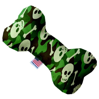 Green Camo Skulls 10 Inch Bone Dog Toy