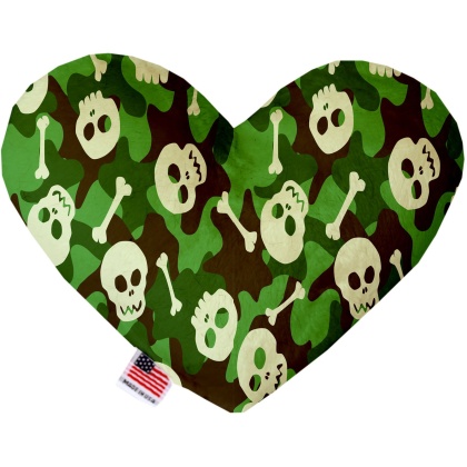 Green Camo Skulls 6 Inch Canvas Heart Dog Toy