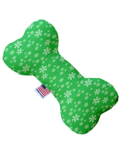 Green and White Snowflakes 10 inch Bone Dog Toy